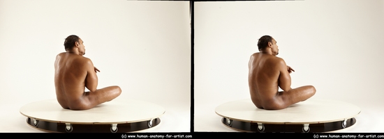 Nude Man Black Sitting poses - simple Average Short Black Sitting poses - ALL 3D Stereoscopic poses Realistic