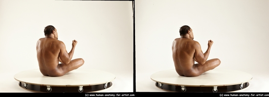 Nude Man Black Sitting poses - simple Average Short Black Sitting poses - ALL 3D Stereoscopic poses Realistic