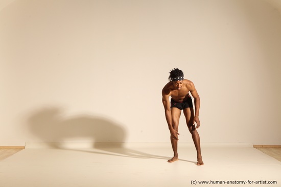 Underwear Man Another Athletic Black Dancing Dreadlocks Dynamic poses Academic