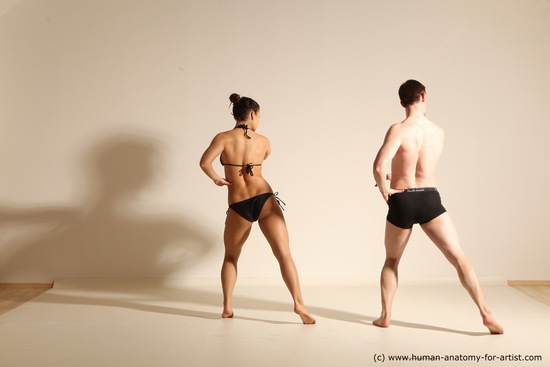 Swimsuit Woman - Man White Athletic Dancing Dynamic poses Academic