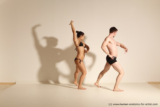 Swimsuit Woman - Man White Athletic Dancing Dynamic poses Academic