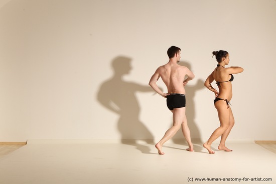 Swimsuit Woman - Man White Athletic Dancing Dynamic poses Academic