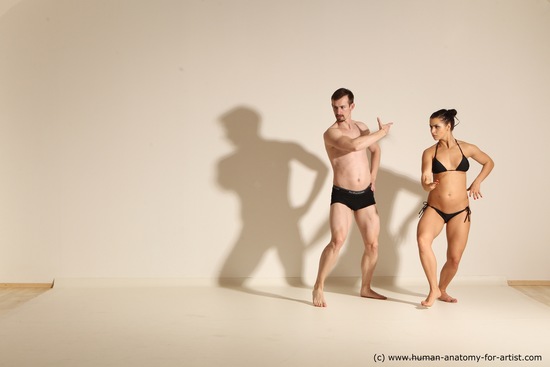 Swimsuit Woman - Man White Athletic Dancing Dynamic poses Academic