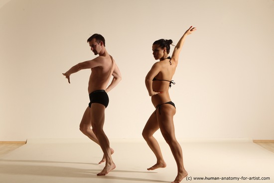 Swimsuit Woman - Man White Athletic Dancing Dynamic poses Academic