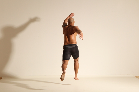 Underwear Man Black Muscular Bald Dancing Dynamic poses Academic