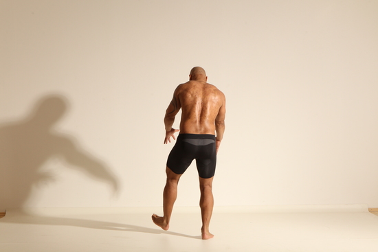 Underwear Man Black Muscular Bald Dancing Dynamic poses Academic