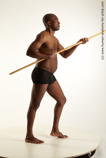 Underwear Fighting with spear Man White Standing poses - ALL Average Short Black Standing poses - simple Standard Photoshoot Academic