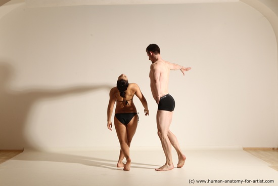 Underwear Woman - Man White Athletic Brown Dancing Dynamic poses Academic