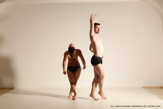 Underwear Woman - Man White Athletic Brown Dancing Dynamic poses Academic