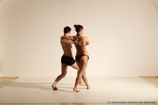 Underwear Woman - Man White Athletic Brown Dancing Dynamic poses Academic