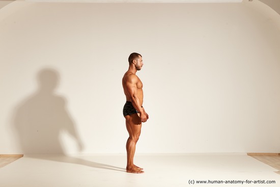 Underwear Gymnastic poses Man White Standing poses - ALL Muscular Short Brown Standing poses - simple Dynamic poses Academic