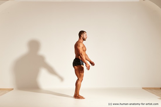 Underwear Gymnastic poses Man White Standing poses - ALL Muscular Short Brown Standing poses - simple Dynamic poses Academic