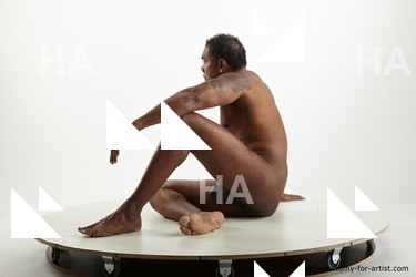 Nude Man Black Muscular Short Black Standard Photoshoot Realistic