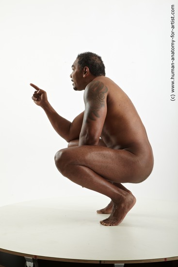 Nude Man Black Muscular Short Black Standard Photoshoot Realistic