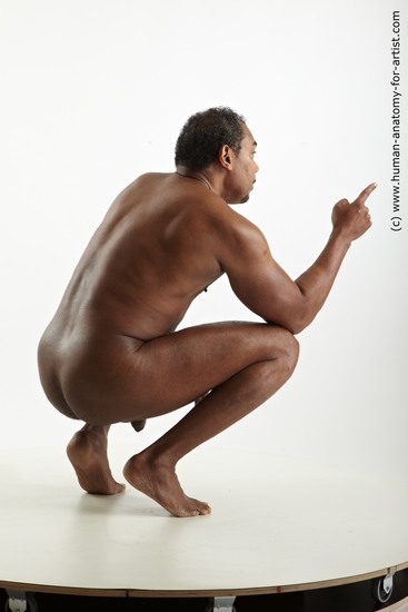 Nude Man Black Muscular Short Black Standard Photoshoot Realistic