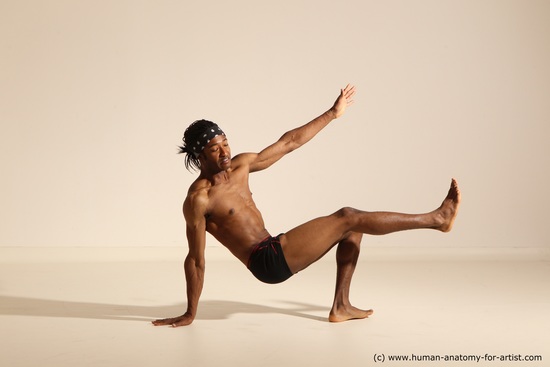 Underwear Man Black Athletic Black Dancing Dreadlocks Dynamic poses Academic