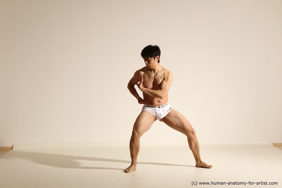 Underwear Martial art Man Asian Moving poses Slim Medium Black Dynamic poses Academic