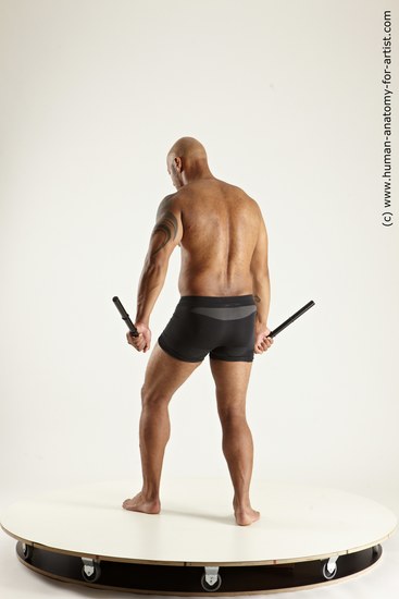 Underwear Fighting Man Black Standing poses - ALL Muscular Bald Standing poses - simple Multi angles poses Academic