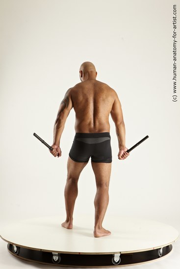 Underwear Fighting Man Black Standing poses - ALL Muscular Bald Standing poses - simple Multi angles poses Academic