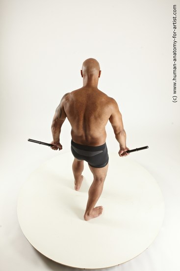 Underwear Fighting Man Black Standing poses - ALL Muscular Bald Standing poses - simple Multi angles poses Academic