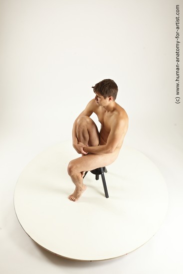 Nude Man White Sitting poses - simple Athletic Short Brown Sitting poses - ALL Multi angles poses Realistic