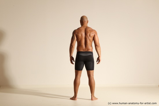 Underwear Man Black Muscular Bald Dancing Dynamic poses Academic