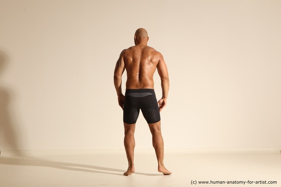 Underwear Man Black Muscular Bald Dancing Dynamic poses Academic