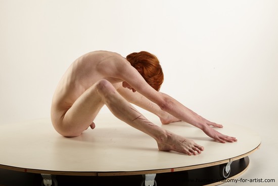 Nude Man White Sitting poses - simple Underweight Medium Red Sitting poses - ALL Standard Photoshoot Realistic