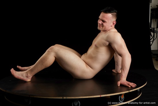 Nude Man White Sitting poses - simple Chubby Short Brown Sitting poses - ALL Standard Photoshoot Realistic