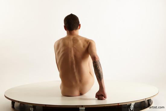 Nude Man White Sitting poses - simple Slim Short Brown Sitting poses - ALL Standard Photoshoot Realistic