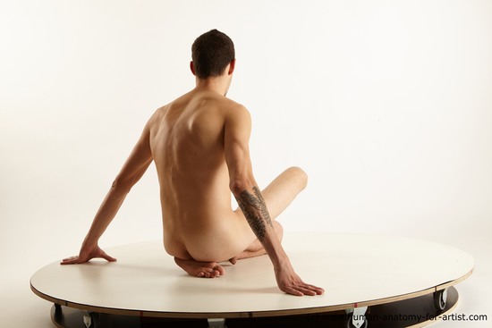 Nude Man White Sitting poses - simple Slim Short Brown Sitting poses - ALL Standard Photoshoot Realistic