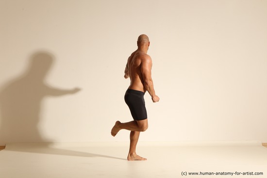 Underwear Man Black Muscular Bald Dancing Dynamic poses Academic