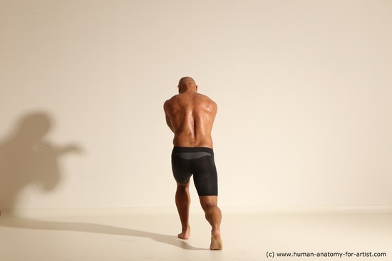 Underwear Man Black Muscular Bald Dancing Dynamic poses Academic