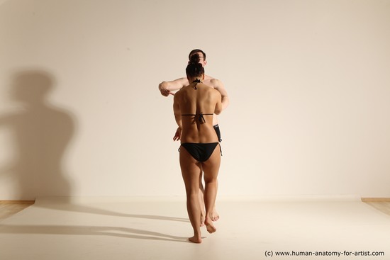 Underwear Woman - Man White Slim Brown Dancing Dynamic poses Academic