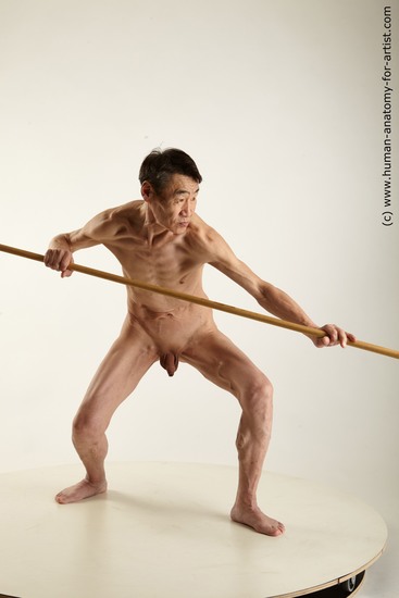 Nude Fighting with spear Man Asian Standing poses - ALL Slim Short Black Standing poses - simple Standard Photoshoot Realistic