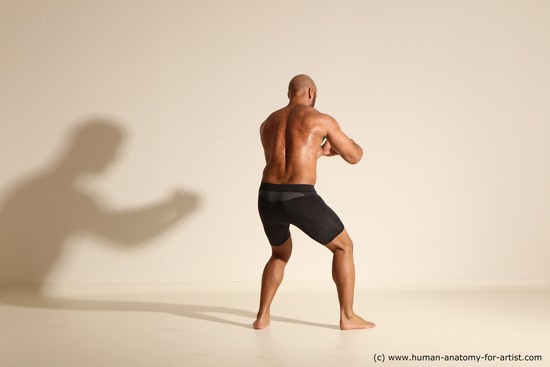 Underwear Man Black Muscular Bald Dancing Dynamic poses Academic