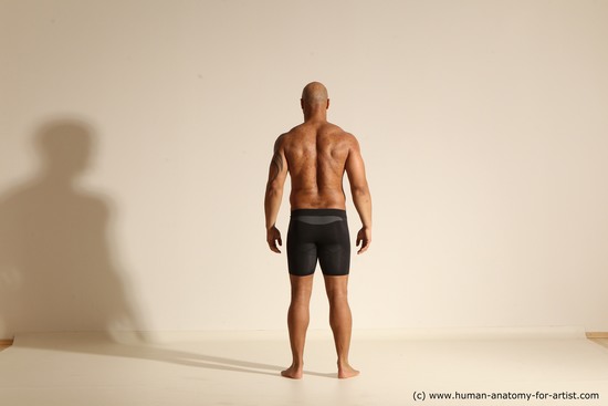 Underwear Man Black Muscular Bald Dancing Dynamic poses Academic