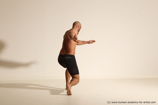 Underwear Man Black Muscular Bald Dancing Dynamic poses Academic