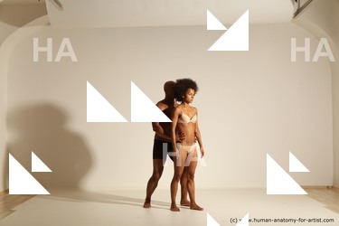 Underwear Woman - Man Black Athletic Dancing Dynamic poses Academic