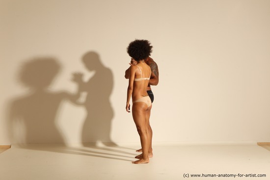 Underwear Woman - Man Black Muscular Black Dancing Dynamic poses Academic