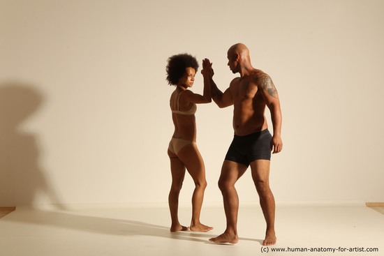 Underwear Woman - Man Black Muscular Black Dancing Dynamic poses Academic