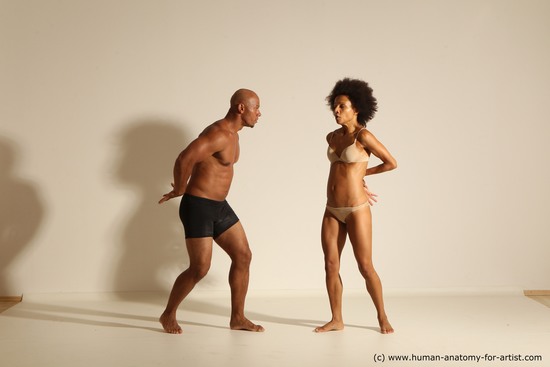 Underwear Woman - Man Black Muscular Black Dancing Dynamic poses Academic