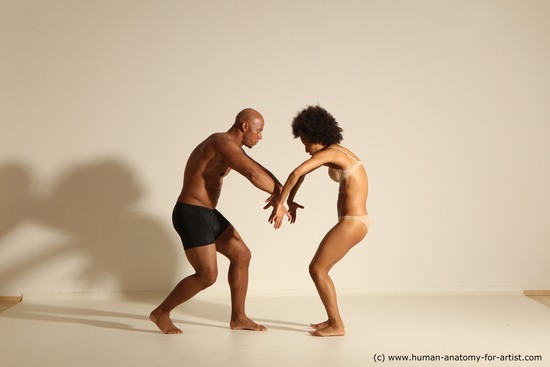 Underwear Woman - Man Black Muscular Black Dancing Dynamic poses Academic