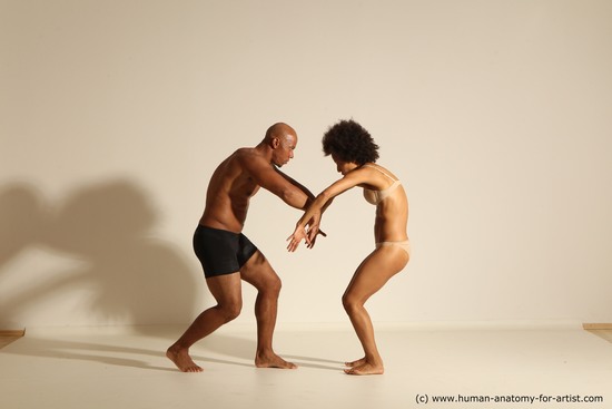 Underwear Woman - Man Black Muscular Black Dancing Dynamic poses Academic