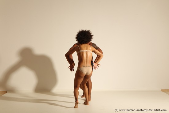 Underwear Woman - Man Black Muscular Black Dancing Dynamic poses Academic