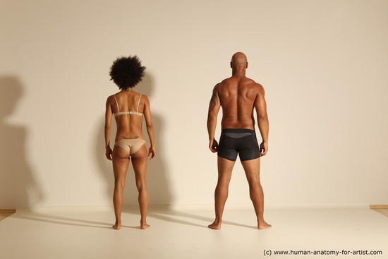 Underwear Woman - Man Black Muscular Black Dancing Dynamic poses Academic