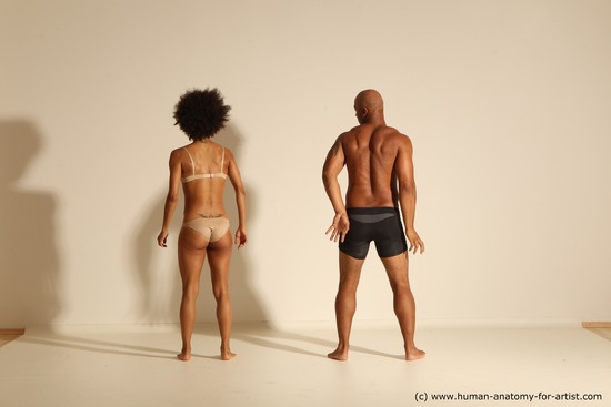 Underwear Woman - Man Black Muscular Black Dancing Dynamic poses Academic