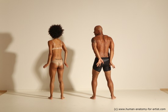 Underwear Woman - Man Black Muscular Black Dancing Dynamic poses Academic