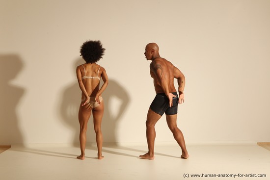 Underwear Woman - Man Black Muscular Black Dancing Dynamic poses Academic