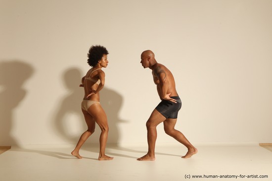 Underwear Woman - Man Black Muscular Black Dancing Dynamic poses Academic